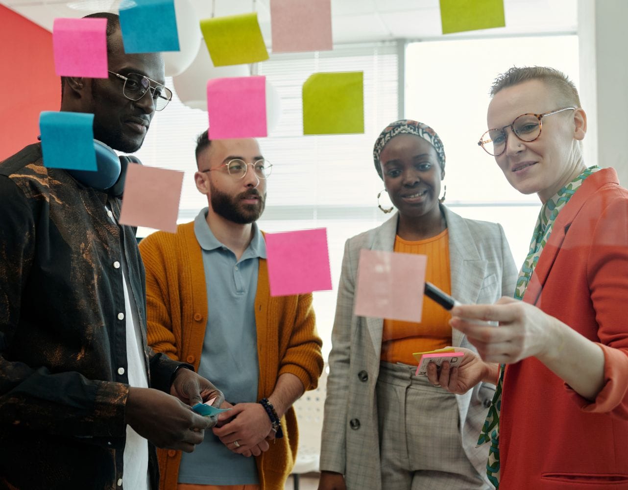 Teams explore and organise their design ideas during art-based team building