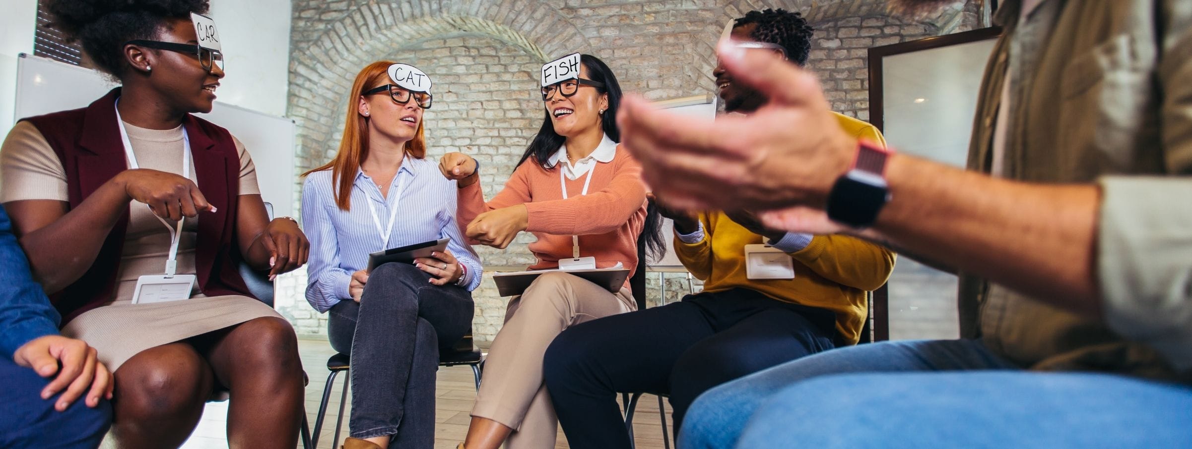 employees participating in a team-building training session